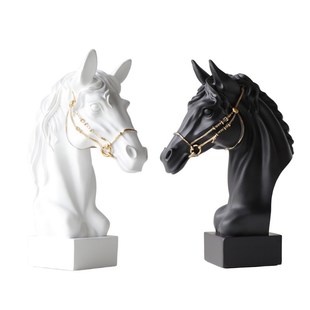 高级感艺术马头摆件石膏雕塑软装轻奢客厅K酒柜办公室展示柜装饰