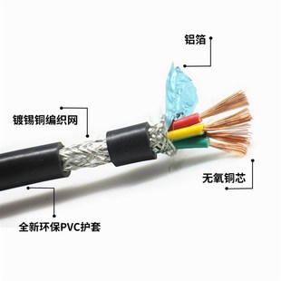 5芯05 075平V方纯铜控制电源线 国标屏蔽护套信号电线RVVP2