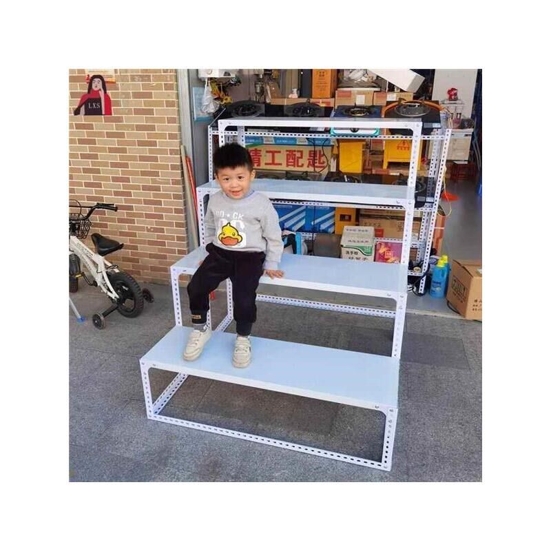 梯货架展示架台阶梯置物u花架粮油店干货超市拆装组合角铁架厂