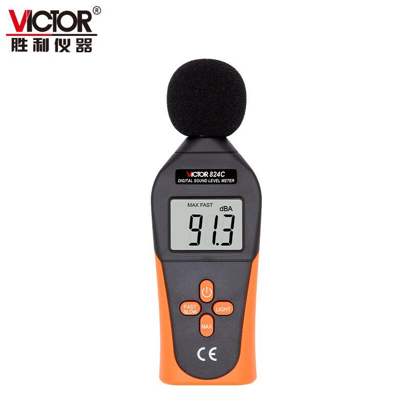 胜利VC824噪音计家用声级计检测分贝仪高精度壁挂V式数字声音测试