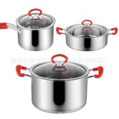430不锈钢锅套装 复底奶锅加厚汤锅炒锅明L珠锅蒸锅尊享法拉锅套装