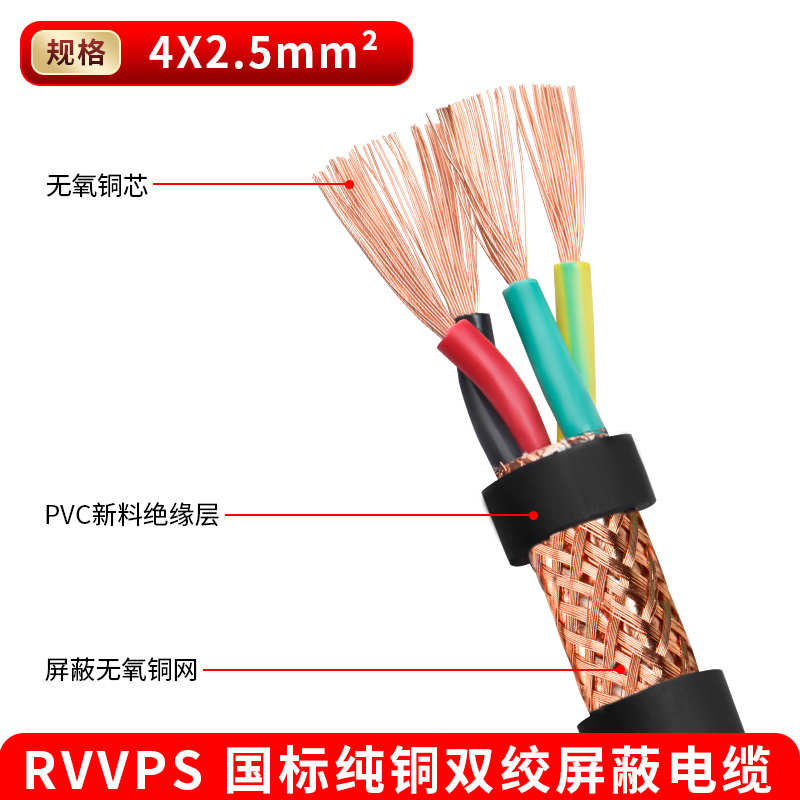 2 多芯.0控制线rvsp54 6 绞平方国标8双rs4850屏蔽线W75通讯.信号