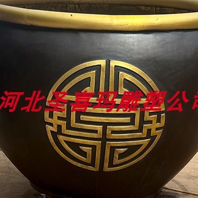 纯铜定制b大号寿字缸雕塑铸铜百福缸吉祥缸门海大缸雕塑庭院户外