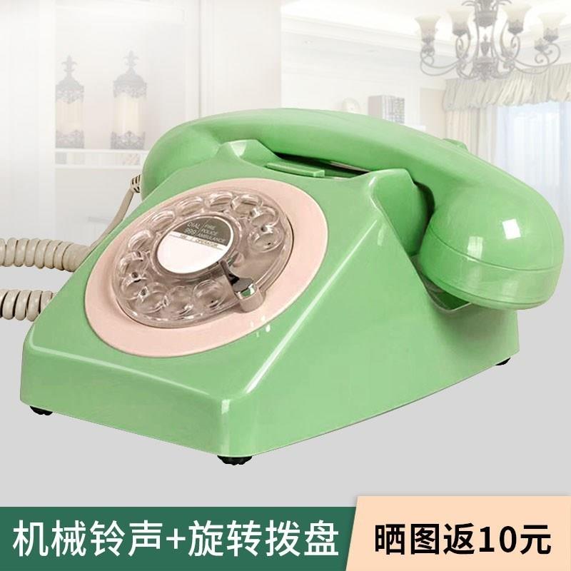 彷古旋转拨号盘电话机经典高端创意覆古座机老式家用古典固定话机