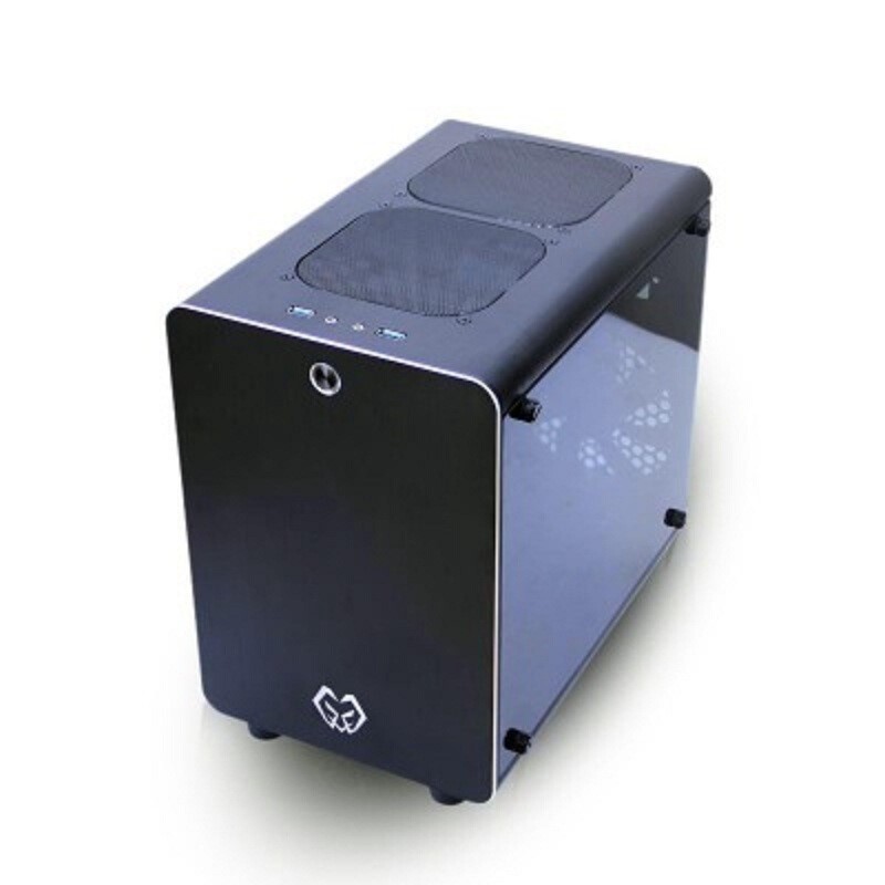 SKTC游c戏未来机箱Q2铝外壳铁架构机箱玻璃侧透ITX/uATX小钢炮 黑