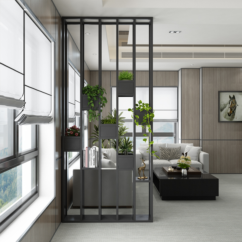 北欧工业风简约铁jl艺办公室绿植花架装饰客餐厅酒吧隔断屏风置物