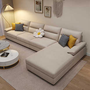 新款 奶油风沙发科技布免洗客厅小户型北欧布艺简约现代轻奢乳胶版