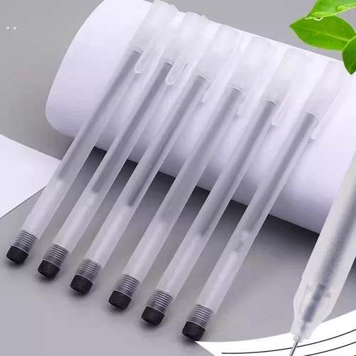 HK【2支】巨能写磨砂笔走珠笔速干黑色中性笔大容量签字笔考试笔