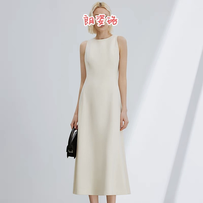 朗姿珞2025醋酸无袖轻礼服连衣裙百搭显瘦夏淡人法式长裙子背心裙