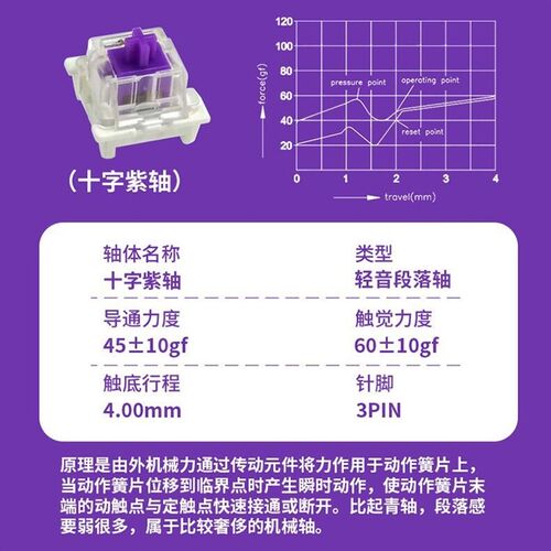 高特机械键盘轴体防尘青红黑轴紫轴十字橙轴银轴绿轴热插拔轴开关