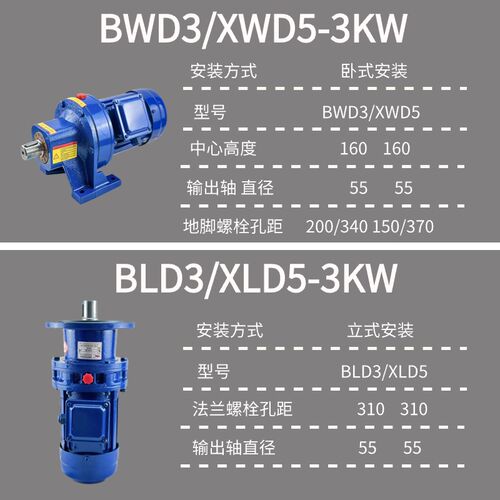 摆线针轮减速机电机一体机bwd1卧式摆针式减速器xwd国标铜芯电机