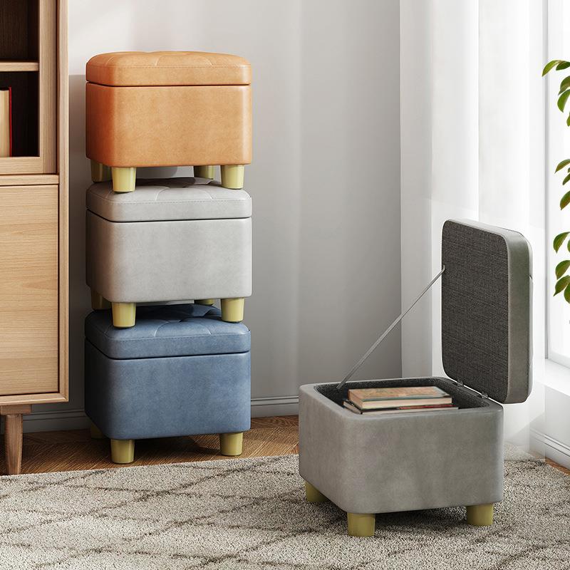 小凳子家用储物凳收纳凳换鞋凳可叠放方凳客厅沙发凳软包坐凳矮凳