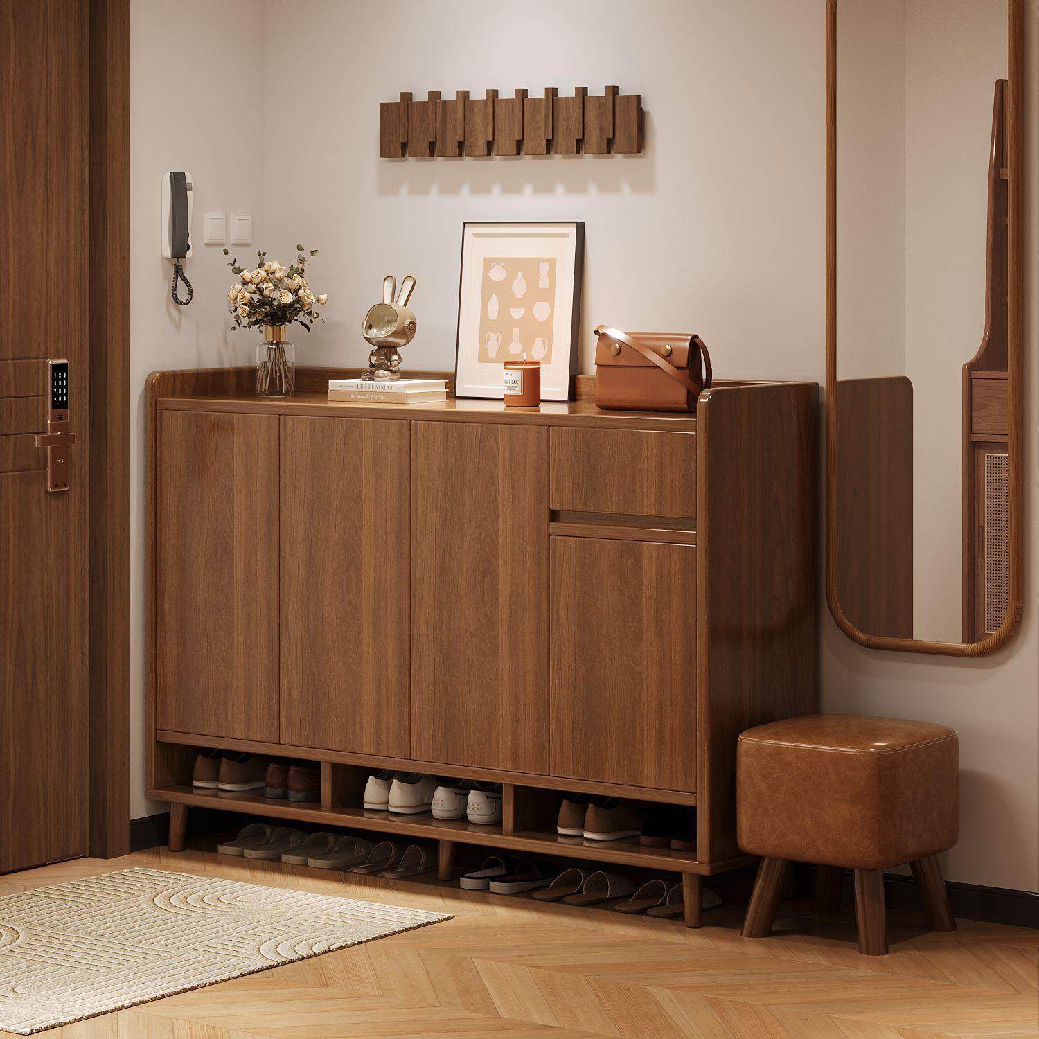 入户实木鞋柜家用门口室内玄关柜多层储物柜大容量收纳柜简易鞋架,收纳整理,鞋柜,淘宝优惠券,粉丝福利购,淘宝优惠卷