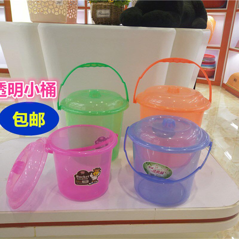 小塑料水桶透明带盖子10升洗车桶多用盖桶旭盛6号透明小桶有盖4升
