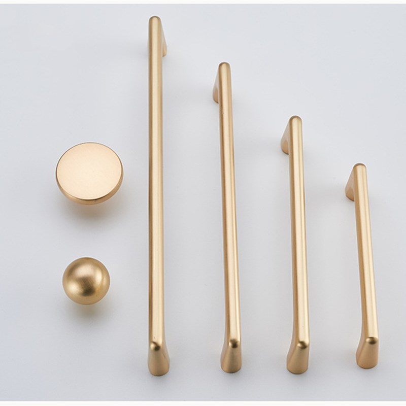 铜拉丝金色实心锌合金拉手单孔抽屉把手96孔距128孔距圆柱形扣手