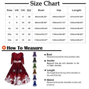 Plus Size Womens 3/4 Sleeve Round Neck Christmas Dress