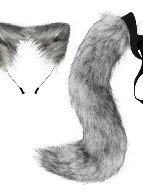 Halloween costume fox fur tail cat ear headband 狐狸尾巴耳朵