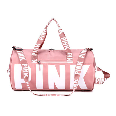 Letter Pink Travel Bag Female Fitness Training Duffle Bag fo