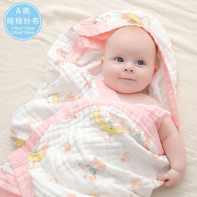 Cotton Muslin Swaddle Blankets for Newborn Baby Tassel Recei