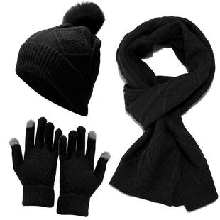 Womens Scarf Sets Winter Hat Scarf Gloves Knitted Keep Warm