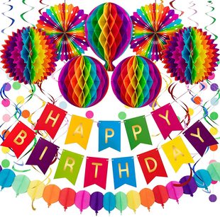 Colorful birthday party decoration set shopping mall window