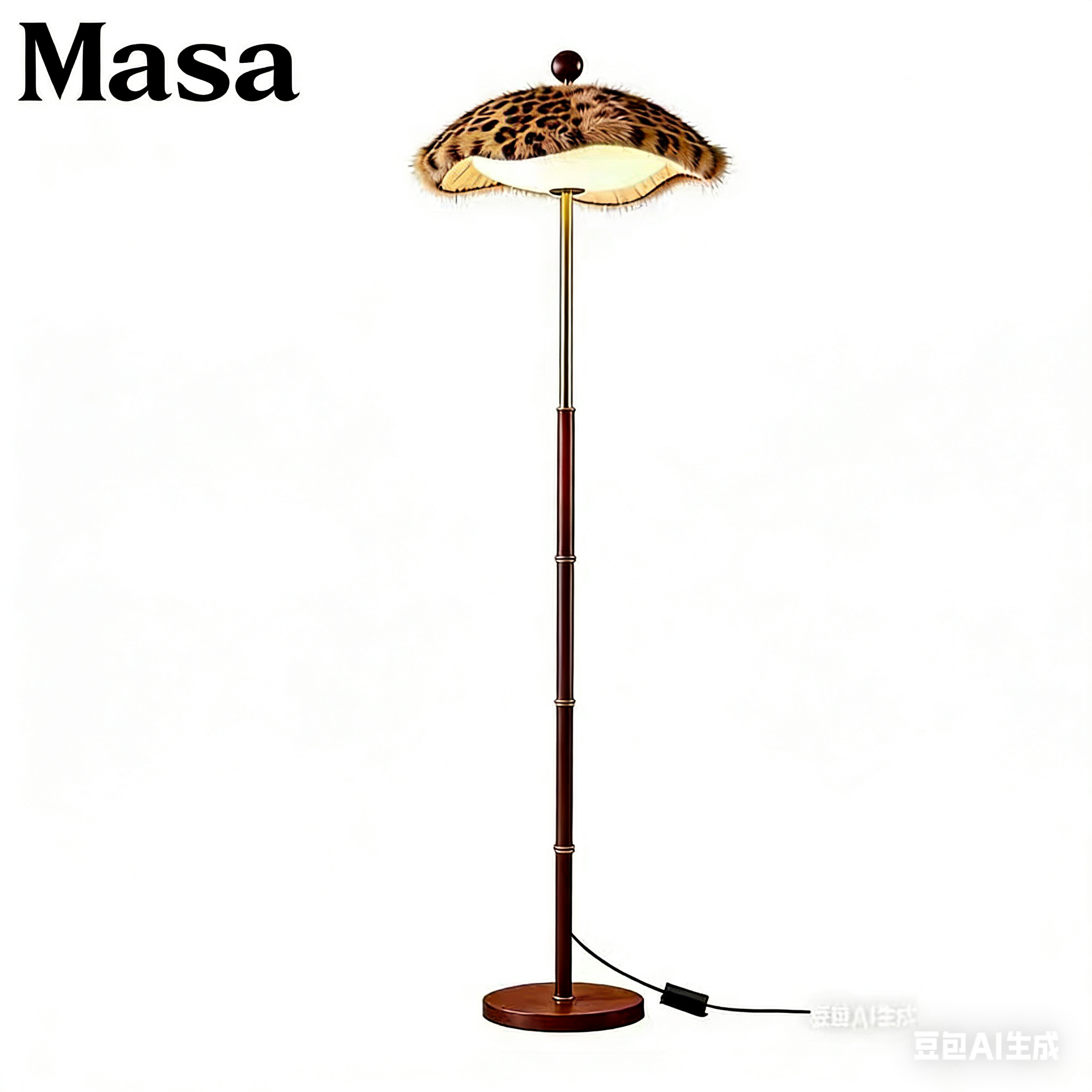 Masa2026新款豹纹系列实木落地灯简约高级感床头灯酒店别墅复试楼