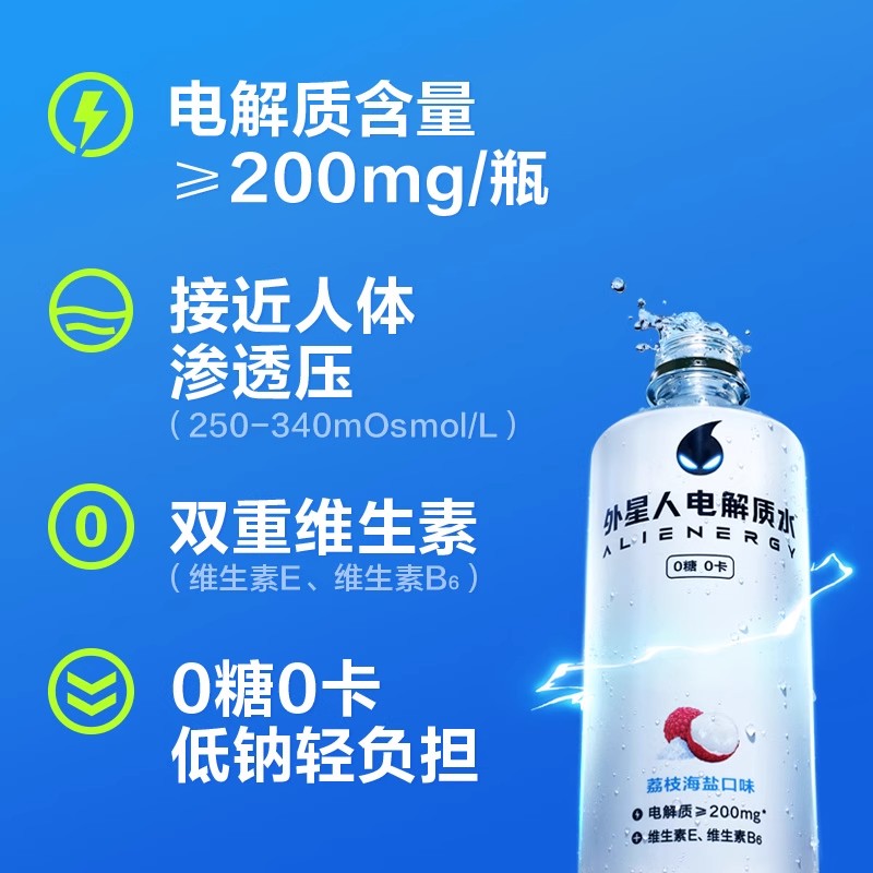 外星人0糖0卡电解质水补水维生素无糖健身运动饮料500ml*15瓶整箱