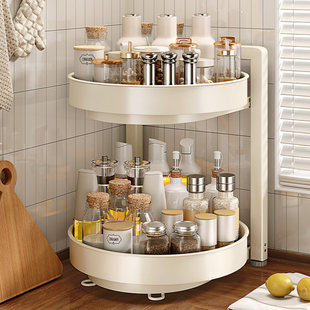 加厚旋转调料品置物架厨房台面转角油盐酱醋调味收纳神器2025新款
