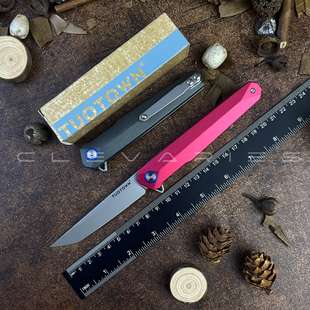 TUOTOWN户外折叠刀铝柄AUS8钢折刀露营水果刀高硬度防身刀具
