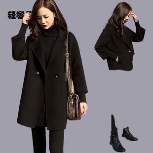 朗姿约定黑色短款双面羊绒大衣女秋冬季2026年新款毛呢子毛呢外套