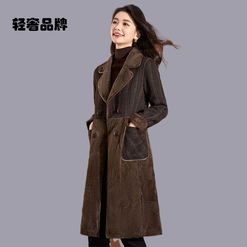 朗姿约定皮草毛呢外套女秋冬2026新款洋气双面穿皮毛一体大衣