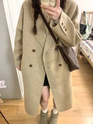 西西里安 羊毛呢子大衣女冬季加厚小个子韩系中长款宽松毛呢外套