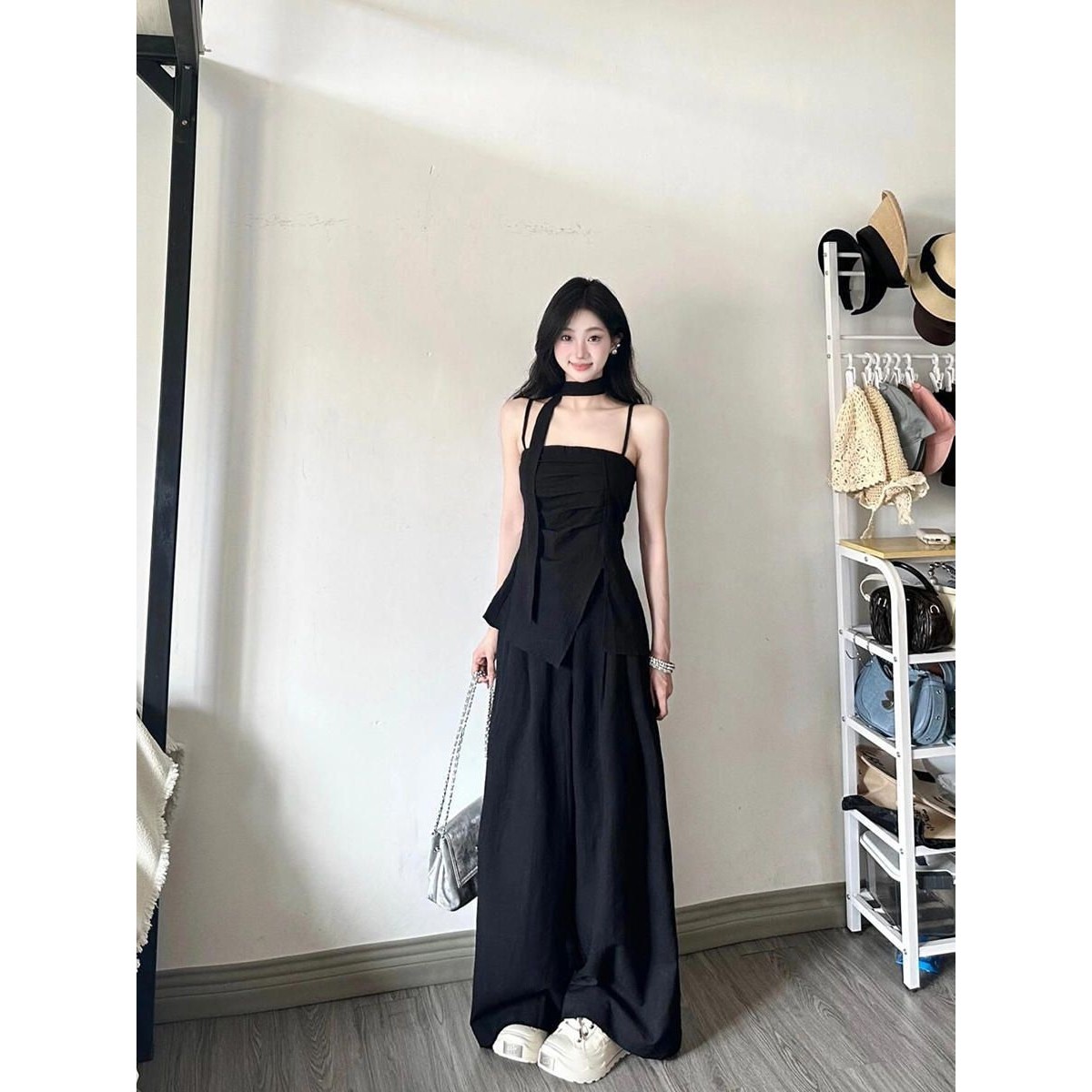 韩系高级感套装女夏季小众开叉抹胸吊带背心宽松垂感阔腿裤两件套,女装/女士精品,大码套装,淘宝优惠券,粉丝福利购,淘宝优惠卷