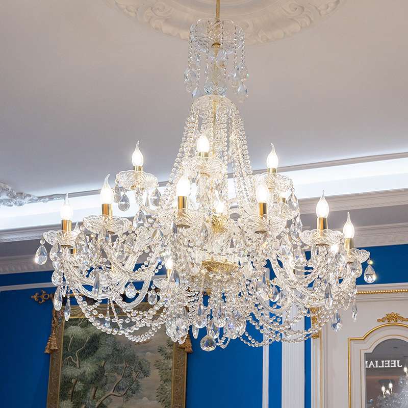 法式宫廷水晶客厅吊灯装饰别墅大厅中空楼梯顶灯宴会厅灯具婚庆