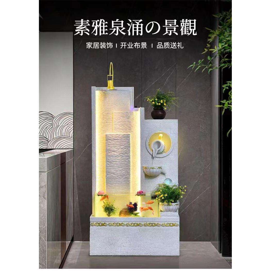 欧式喷泉流水摆件加湿器客厅玄关公司酒店前台水循环落地假山摆件
