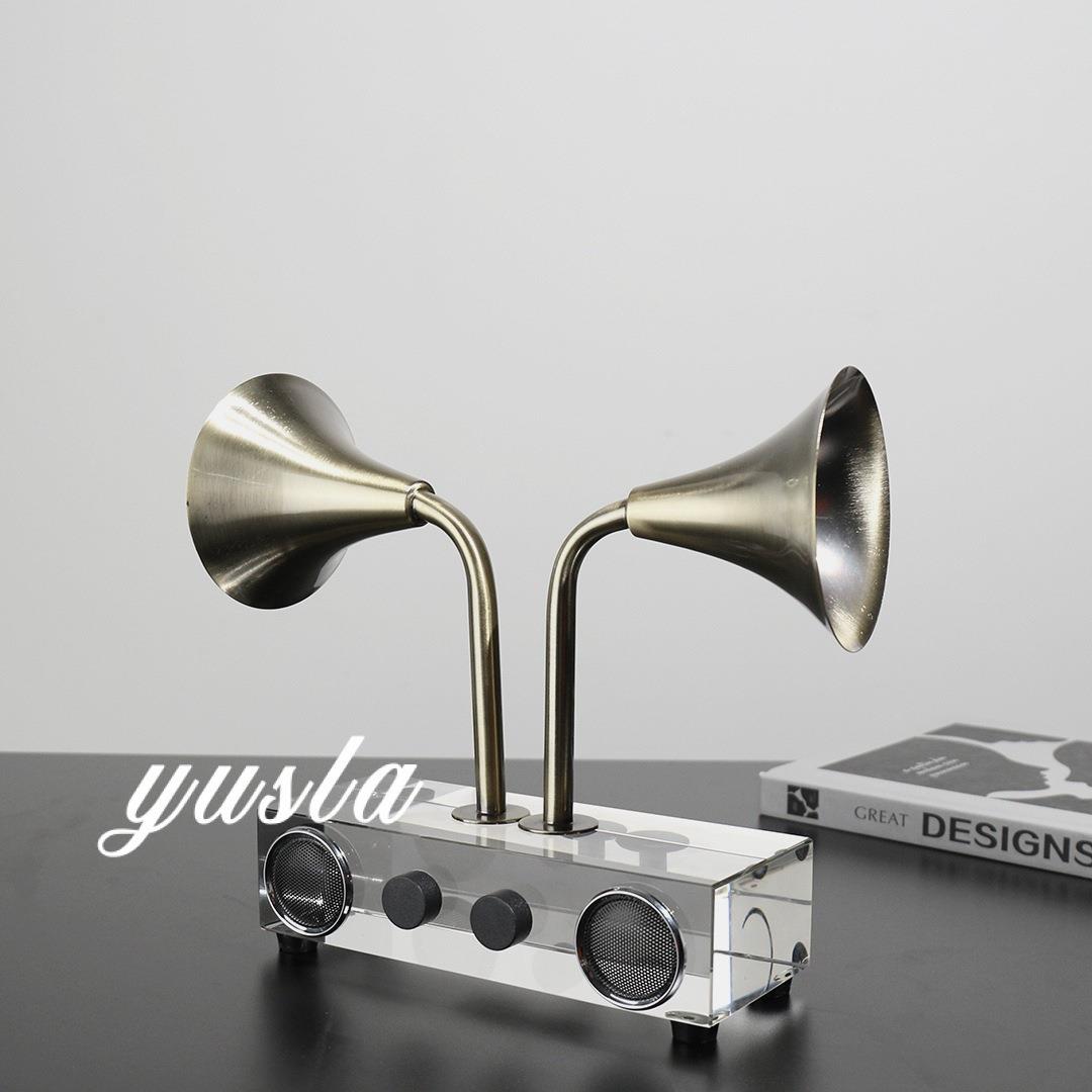 新中式简约复古留声机摆件书房柜电视柜客厅办公室售楼处软装饰品