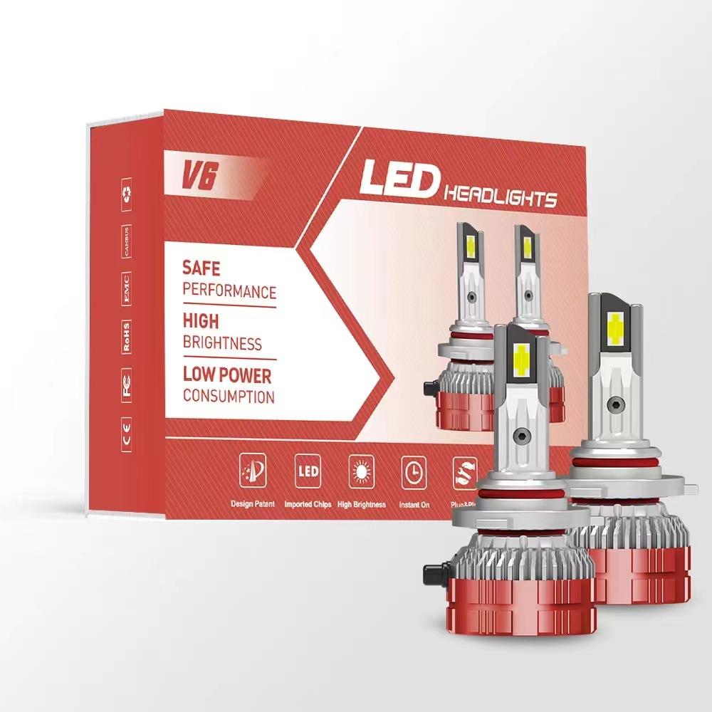 厂家直供V6双铜管LED汽车前大灯雾灯H4H7H119005远近光前照灯6000