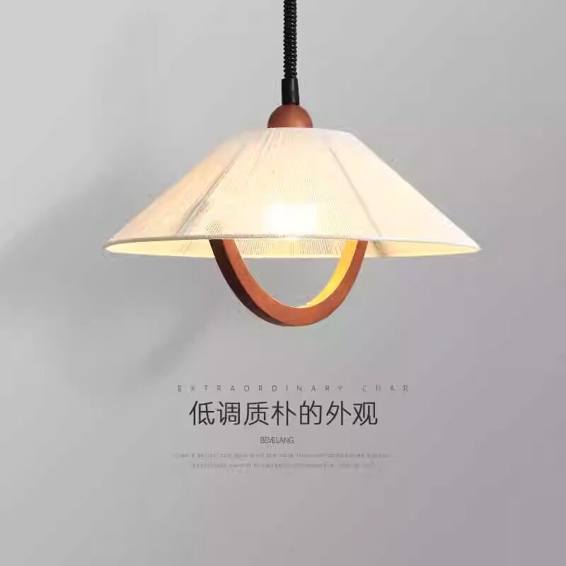 棉麻伸缩吊灯中古创意手拉可伸缩餐厅灯新款日式复古吧台实木灯饰