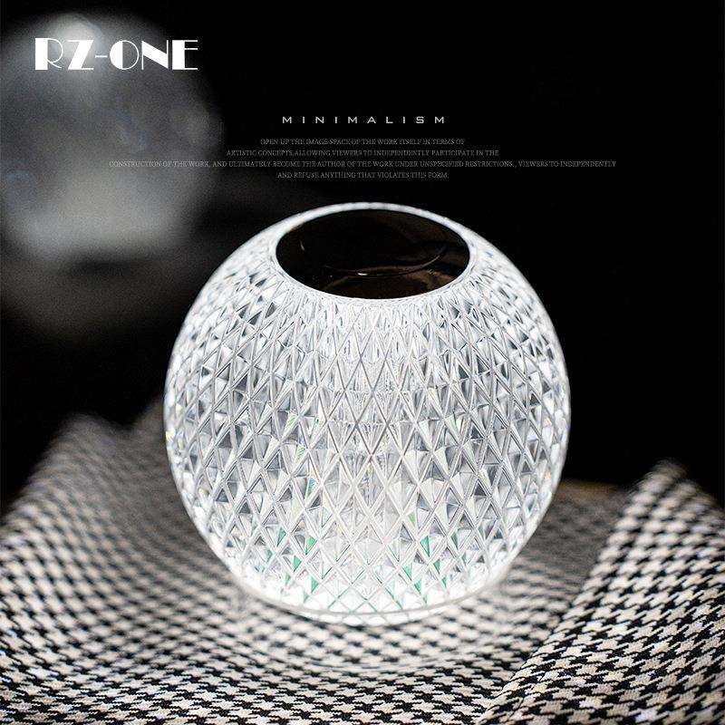 匠十三 轻奢高档水晶玻璃触摸无线床头柜氛围小夜灯梳妆台装饰品