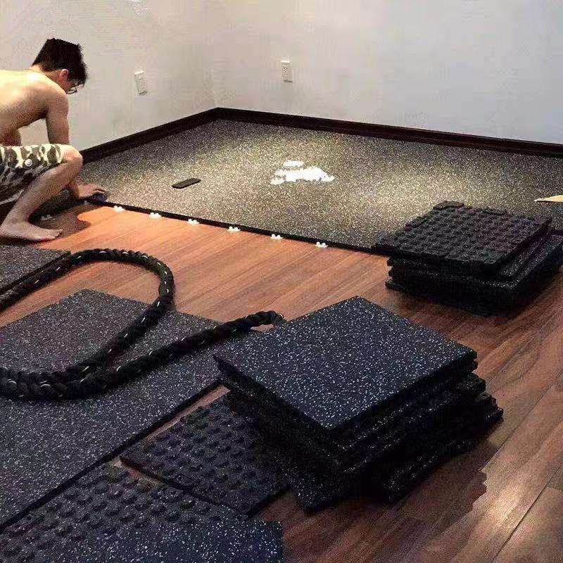 T1M环保家用运动地板跳绳隔音健身房减震橡胶地垫力量区缓冲防震