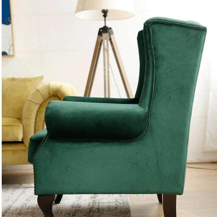 美式轻奢单人沙发乡村复古小户型实木布艺客厅欧式懒人高背老虎椅