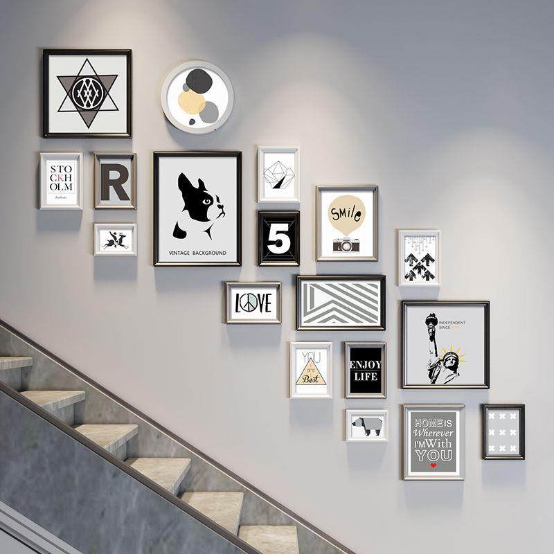 楼梯挂画走廊过道楼道装饰画现代简约玄关墙面轻奢美式复式楼壁画