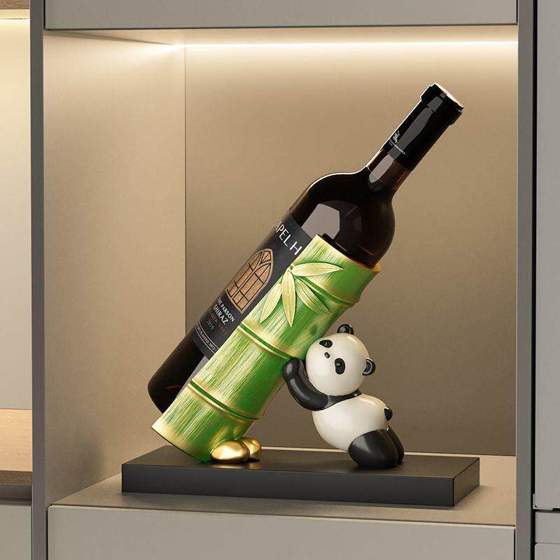 熊猫节节高升创意红酒架摆件轻奢高档斜放客厅餐边柜酒柜装饰酒托