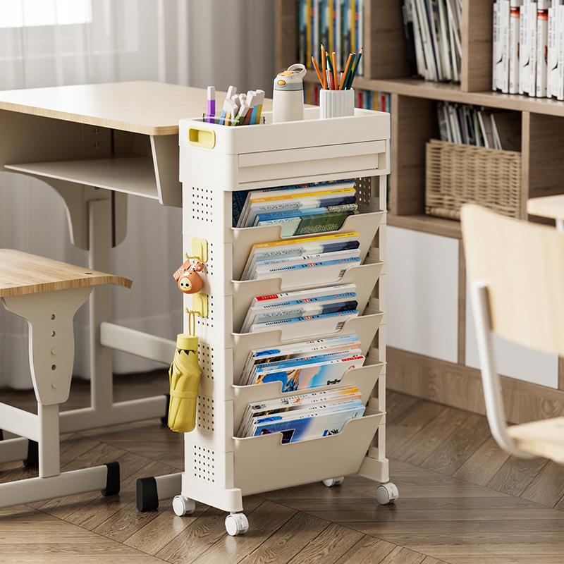 家用书本置物架带轮多功能收纳架卧室多层桌面书架大容量整理架子