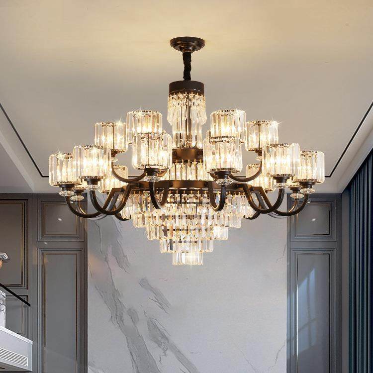 客厅吊灯水晶灯轻奢大气自建房客厅灯复式楼别墅大灯酒店大厅灯具