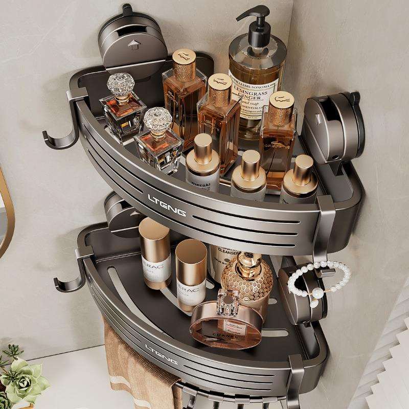 吸盘浴室置物用具架免打孔墙上淋浴房卫生间三角篮转角壁挂收纳架