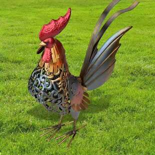 动物铁艺大铁公鸡摆件创意饰品金鸡报鸣工艺品属相红色送礼止怒摆