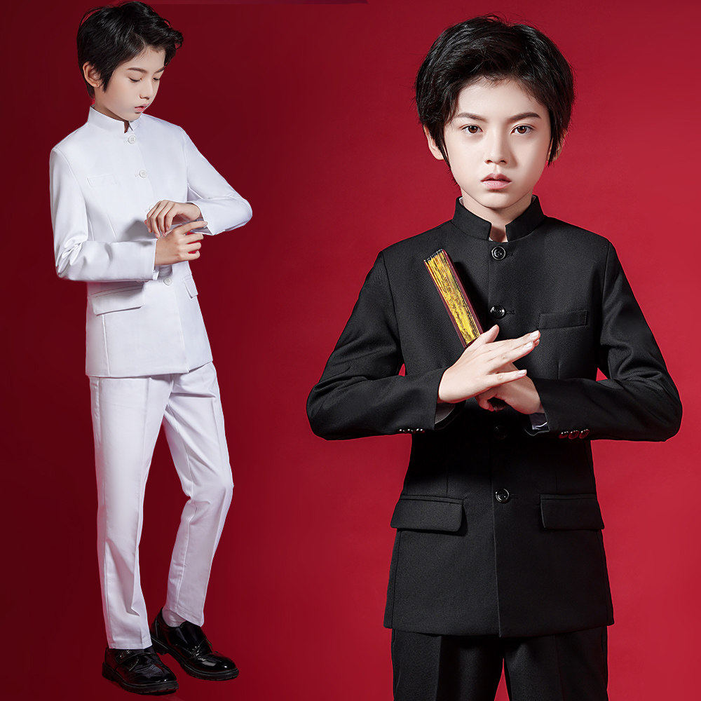 男童西装礼服套装夏中华立领中山装中国风儿童民国新中式演出服男