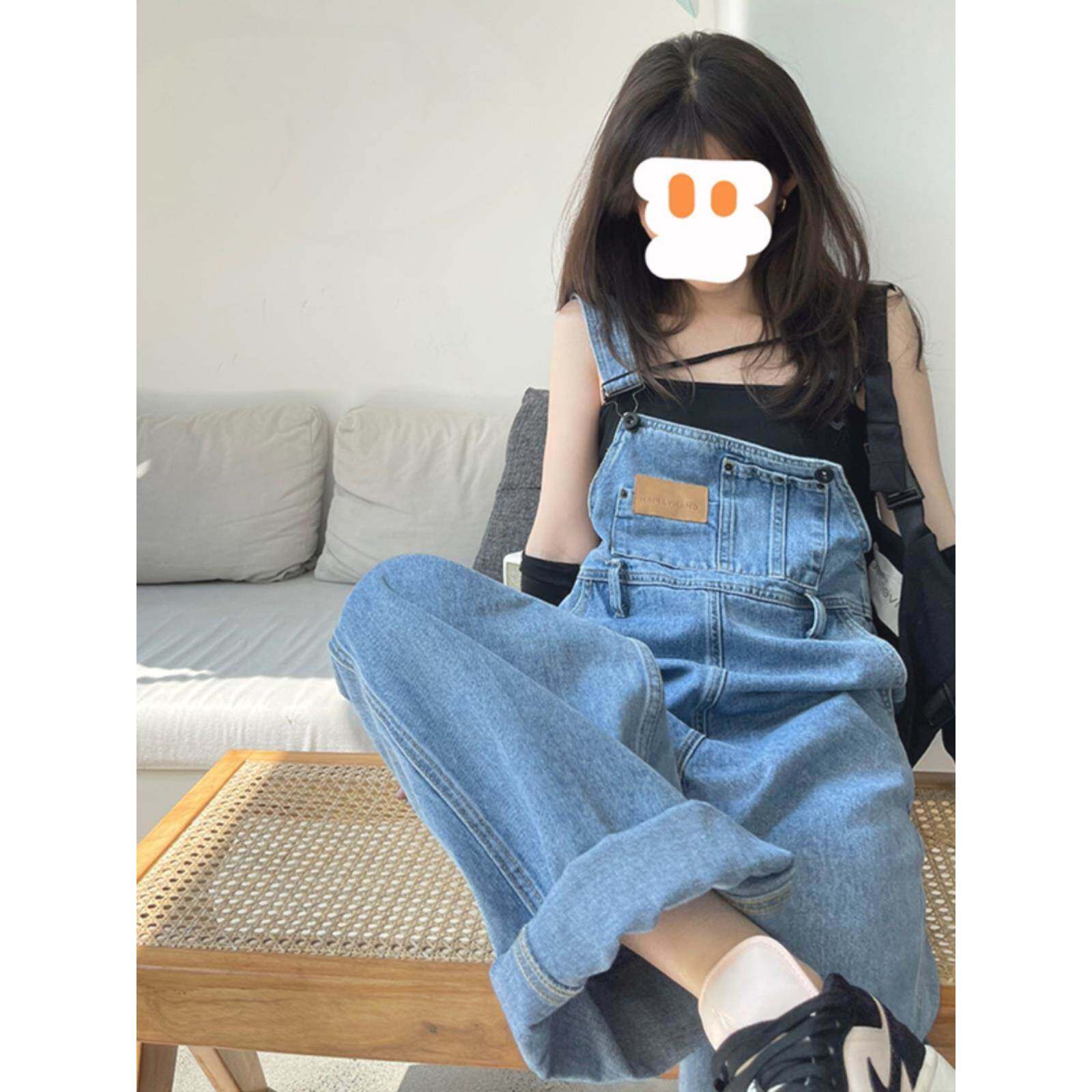 奶fufu牛仔背带裤女减龄2024秋新款夏薄款小个子宽松连体裤阔腿裤