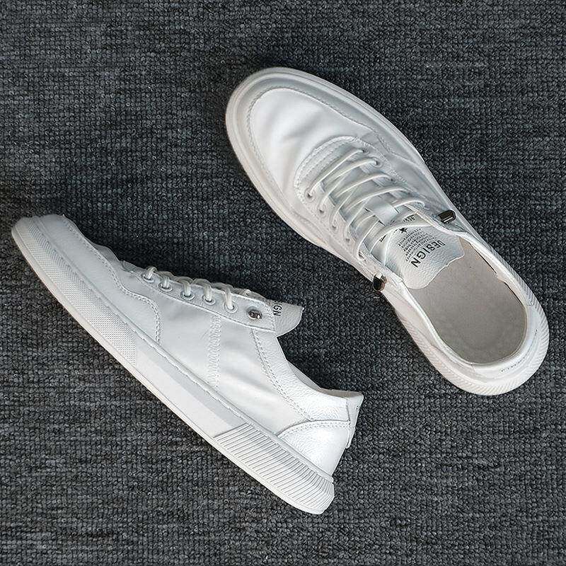 男鞋2025新款夏季透气薄款小白鞋冰丝布休闲板鞋男士真皮运动皮鞋